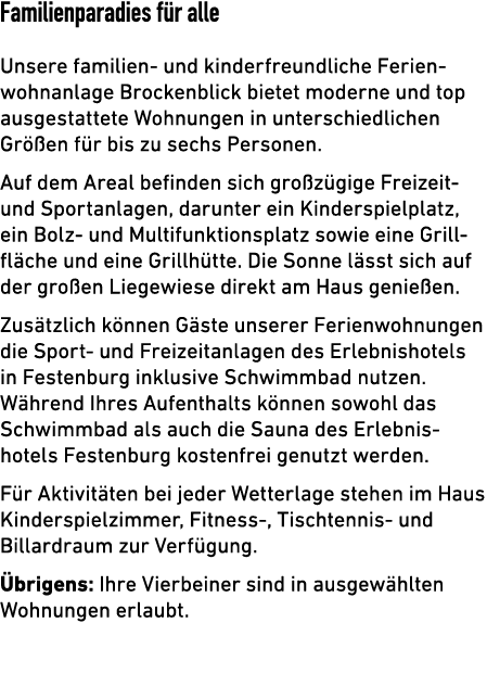 Familienparadies f r alle Unsere familien und kinderfreundliche Ferienwohnanlage Brockenblick bietet moderne und top ...