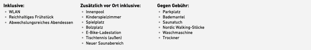 Inklusive: • WLAN • Reichhaltiges Fr hst ck • Abwechslungsreiches Abendessen Zus tzlich vor Ort inklusive: • Innenpoo...