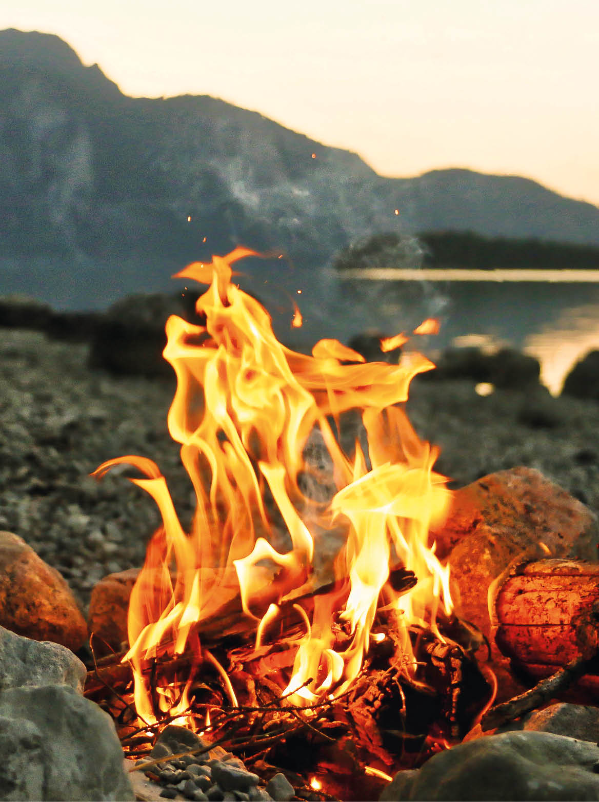 Bonfire Lake Walchensee Bavaria Germany. High quality photo